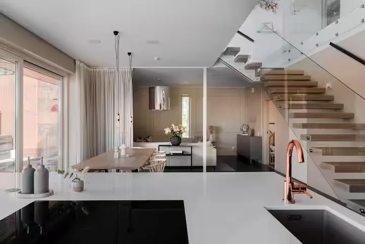 Küche in der Villa Bianca auf Älgö bei Stockholm