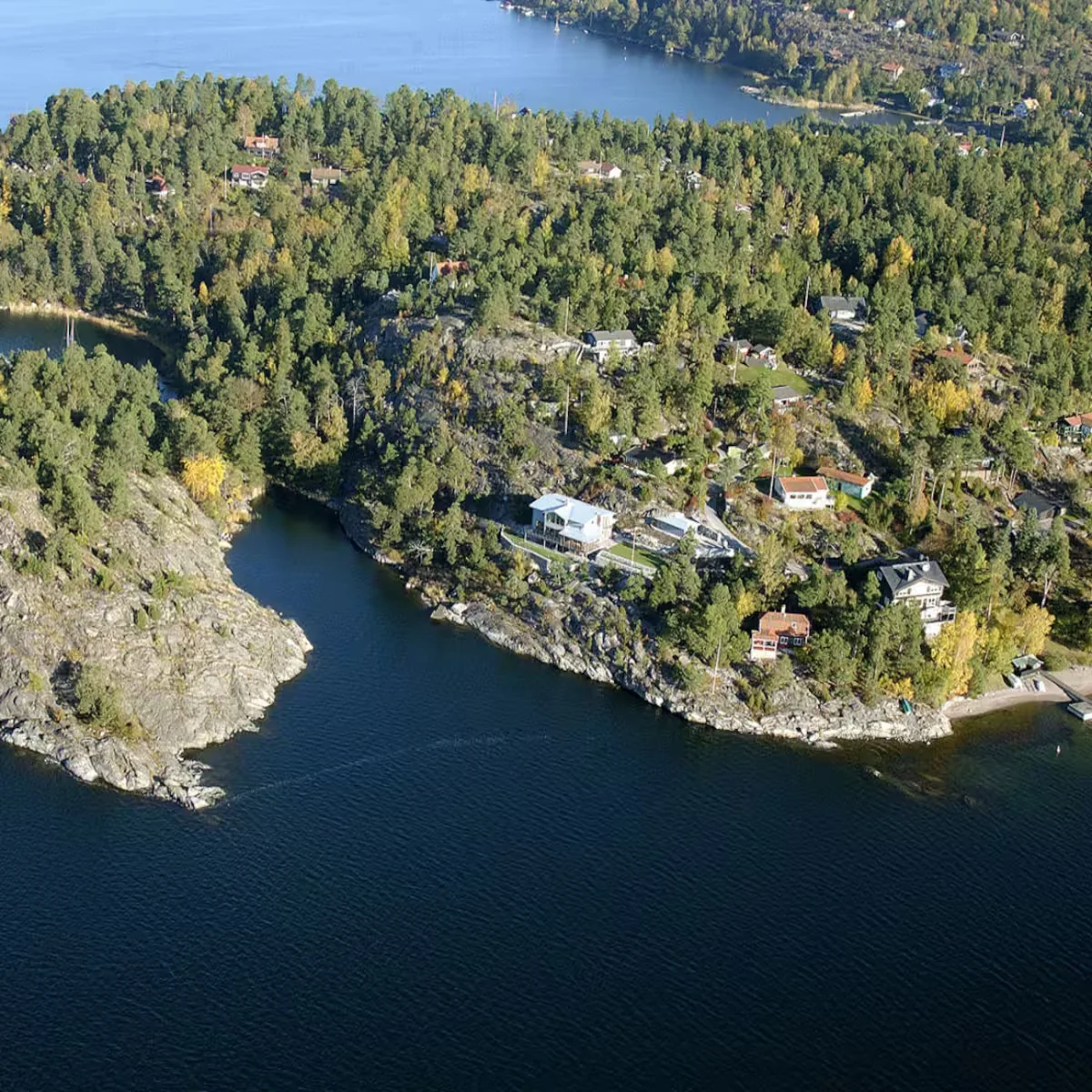 Außenansicht der Villa Bianca in der Villa Bianca auf Älgö bei Stockholm